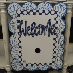 DK Blue And White Scalloped Door Hanger