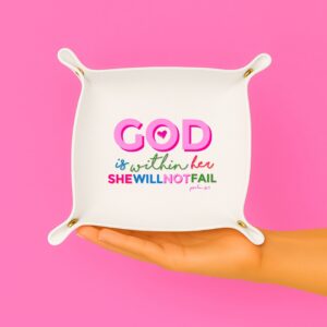 Christian gift tray God is within her trinket tray colorful