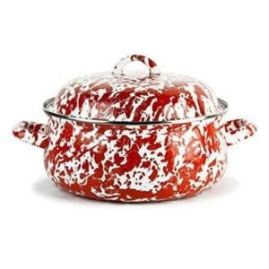 Golden Rabbit Red Swirl Enamelware Collection 4 Quart Dutch Oven