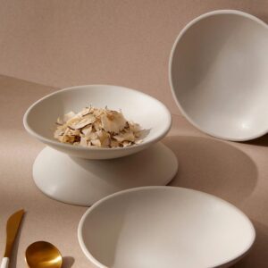 Gharyan Stoneware White Curved Dessert Plate