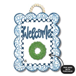 DK Blue And White Scalloped Door Hanger