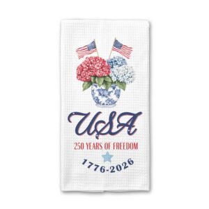 Canary Road USA 250 Hydrangea 4th July Patriotic Kitchen Towel Floral