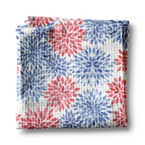 4th July Patriotic Red White Blue Flag Kitchen Towel Waffle
