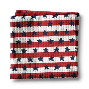 4th July Patriotic Red White Blue Flag Kitchen Towel Waffle