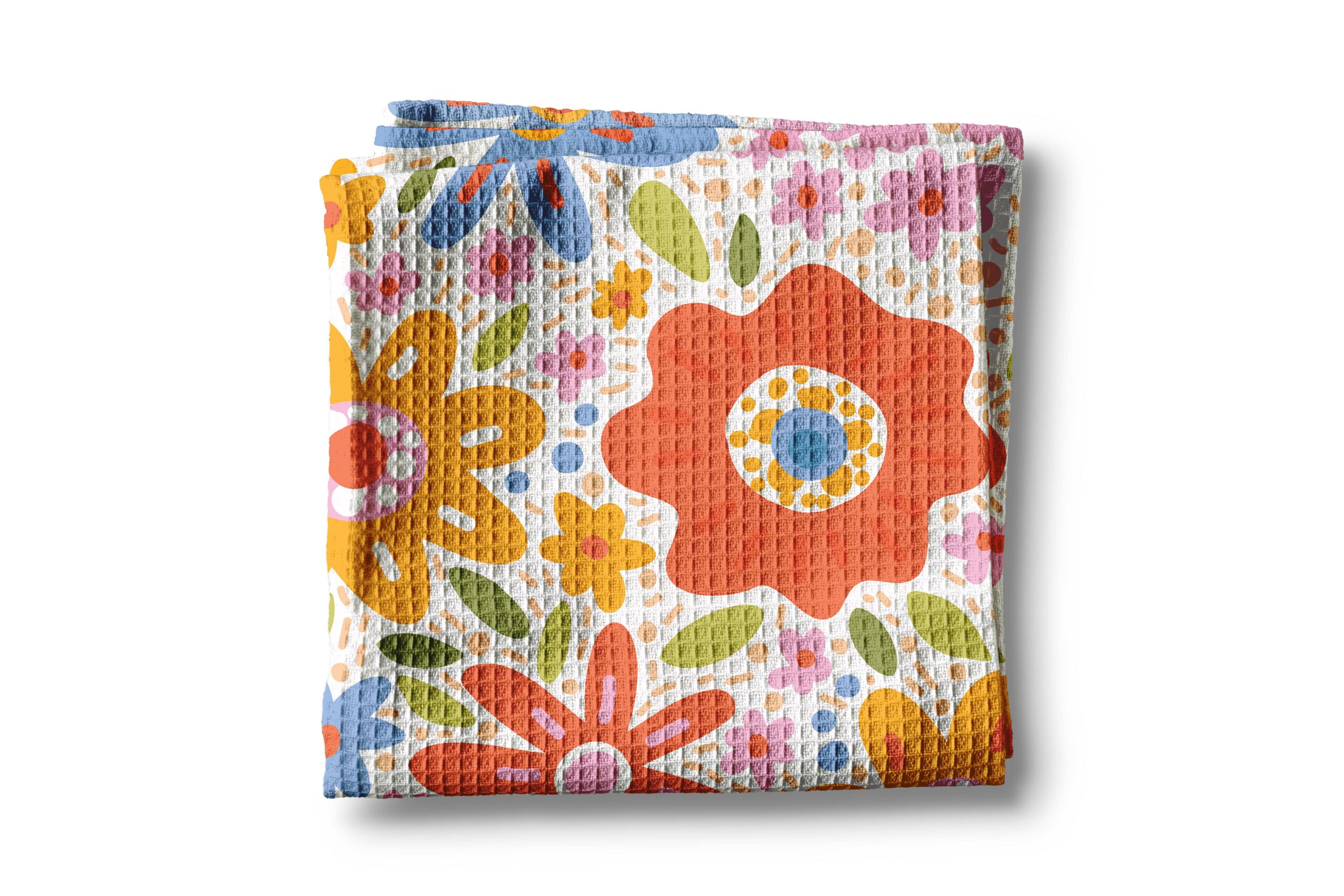 Bright Floral Retro Spring Flower Kitchen Towel Waffle 1 Bright Floral Retro Spring Flower Kitchen Towel Waffle