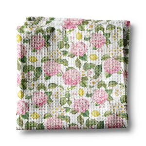 Hydrangea Lemon Chinoiserie Kitchen Towel Preppy Spring