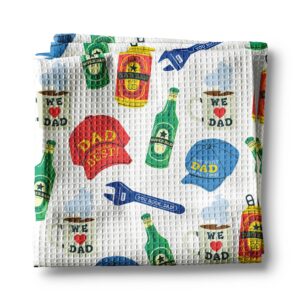 Fathers Day Dad Collage Kitchen Towel Summer Cookout Gift
