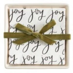 Ceramic Napkin Tray Plus Napkins - Joy