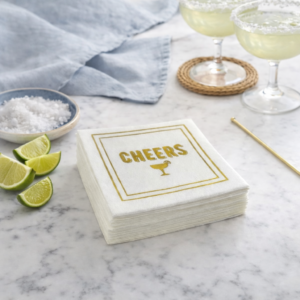 Maven Home Linen-Feel Cocktail Napkins, Cheers