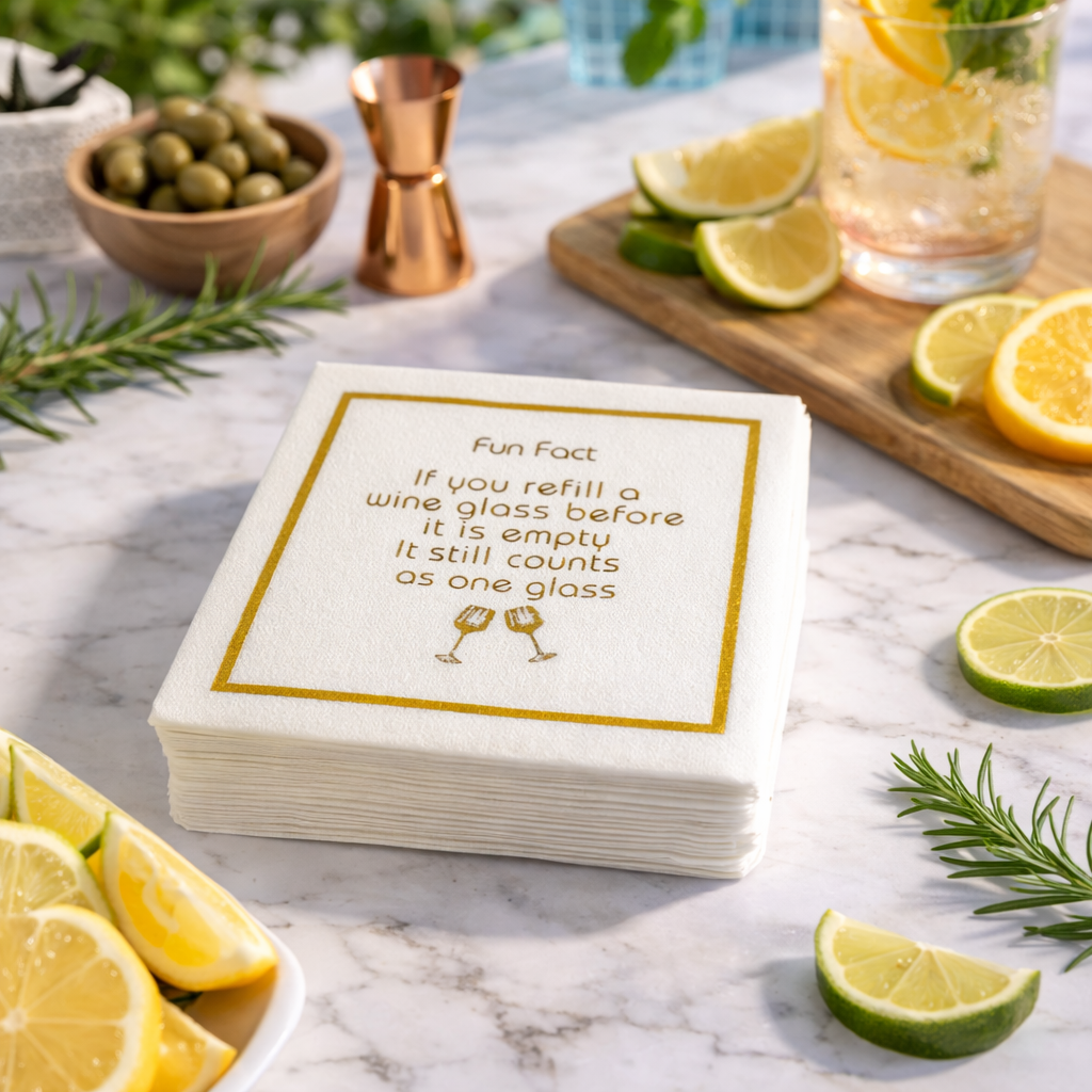 Maven Home Linen-Feel Cocktail Napkins, Fun Fact 1 Maven Home Linen-Feel Cocktail Napkins, Fun Fact