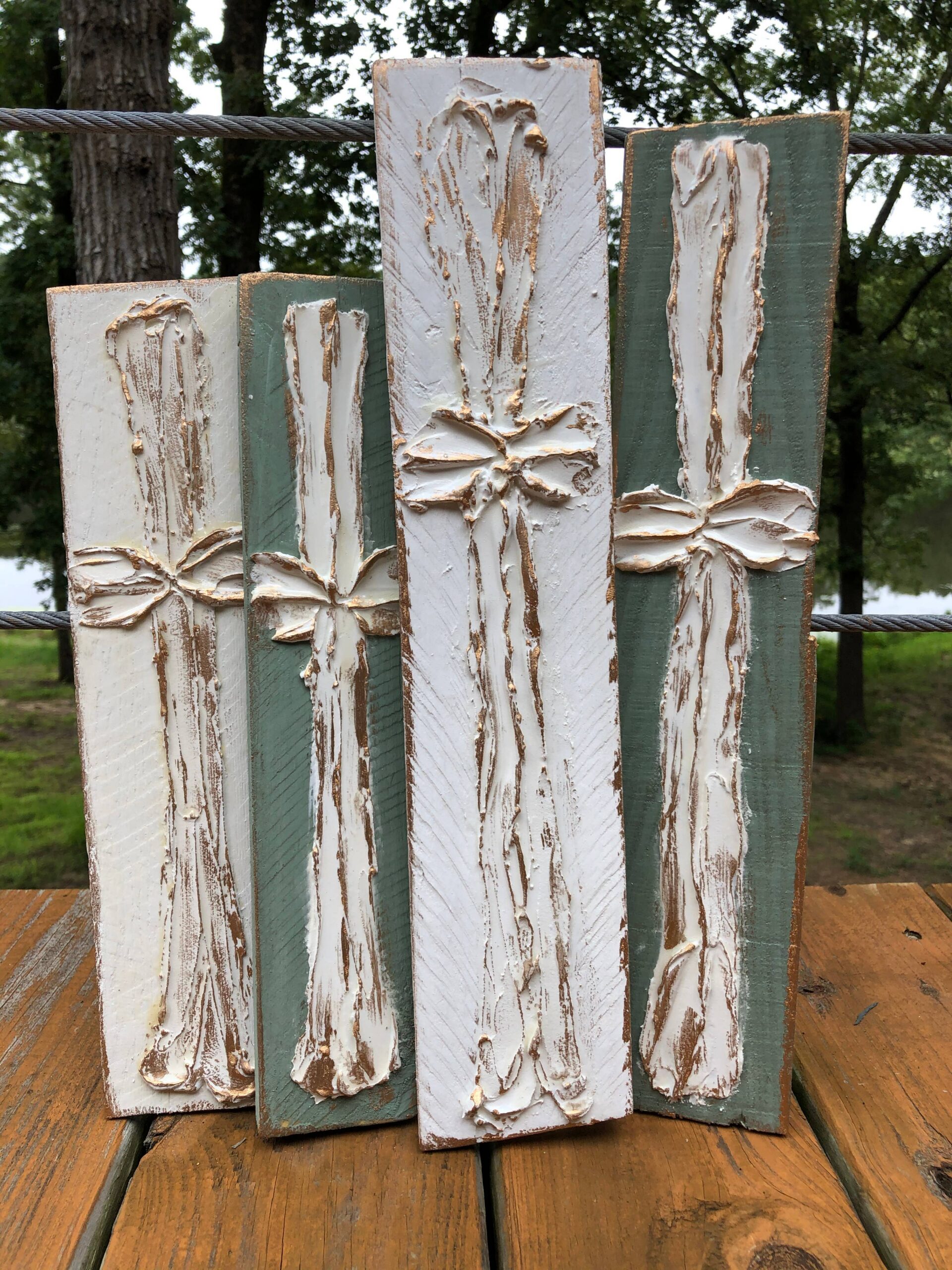 3x10 Traditional Cross handmade textured wood block 1 3x10 Traditional Cross handmade textured wood block