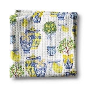 Canary Road Lemon Chinoiserie Citrus Summer Fruit Kitchen Towel Waffle