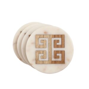 Mud Pie Greek Key Inlay Coaster Set/4