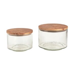 Mud Pie Burl Wood Lid Canister S/2