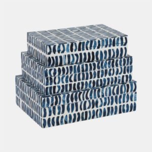Sagebrook Home 10/11/12'' Boxes With Inlay Pieces - Blue And White - S/3