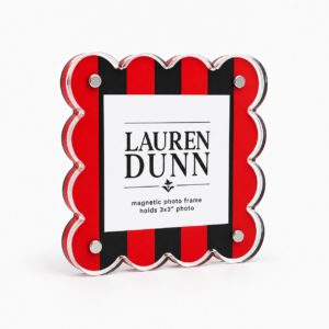 Lauren Dunn Red and Black Striped Gameday Scalloped Acrylic Frame