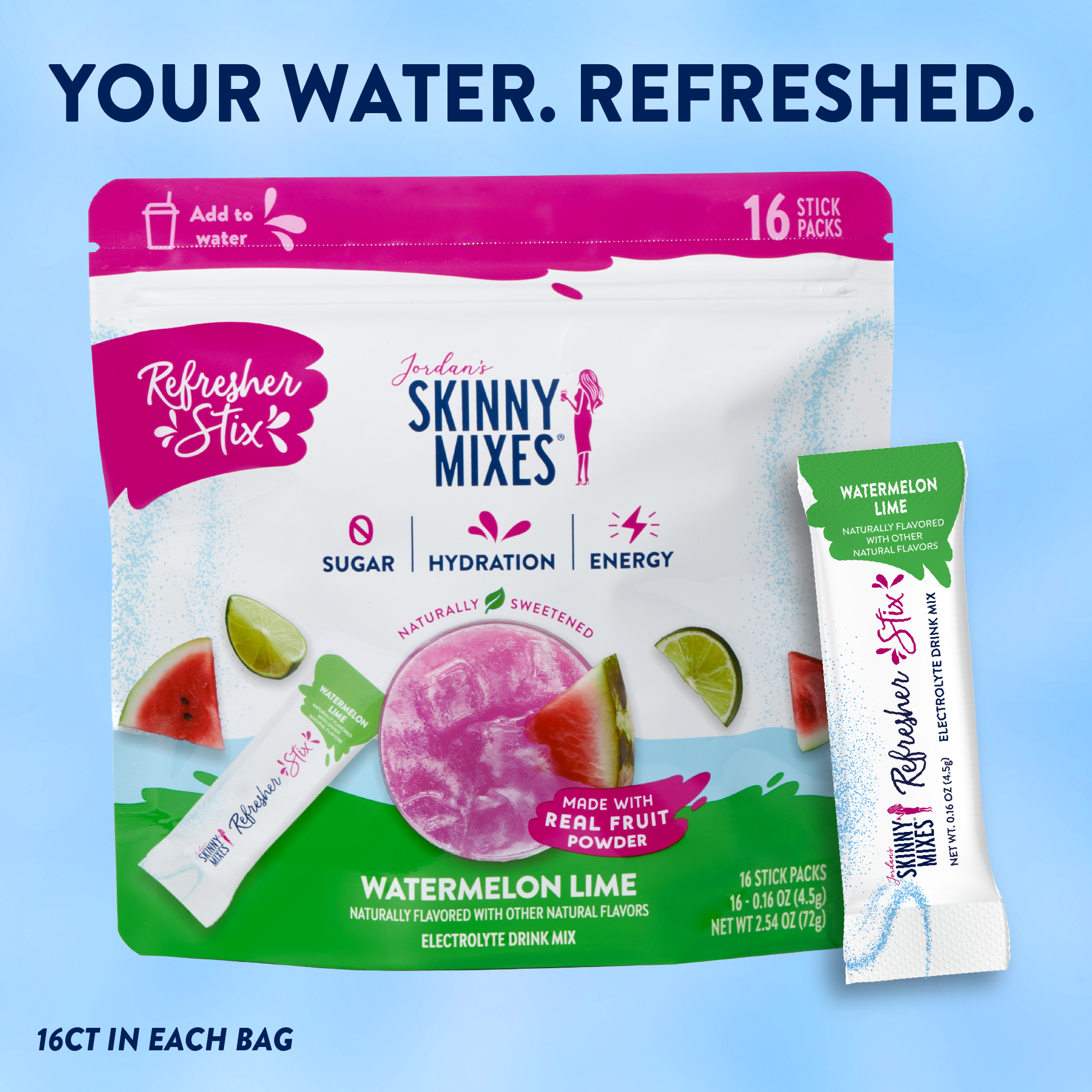Refresher Stix 16 ct - Watermelon Lime 1 Refresher Stix 16 ct - Watermelon Lime
