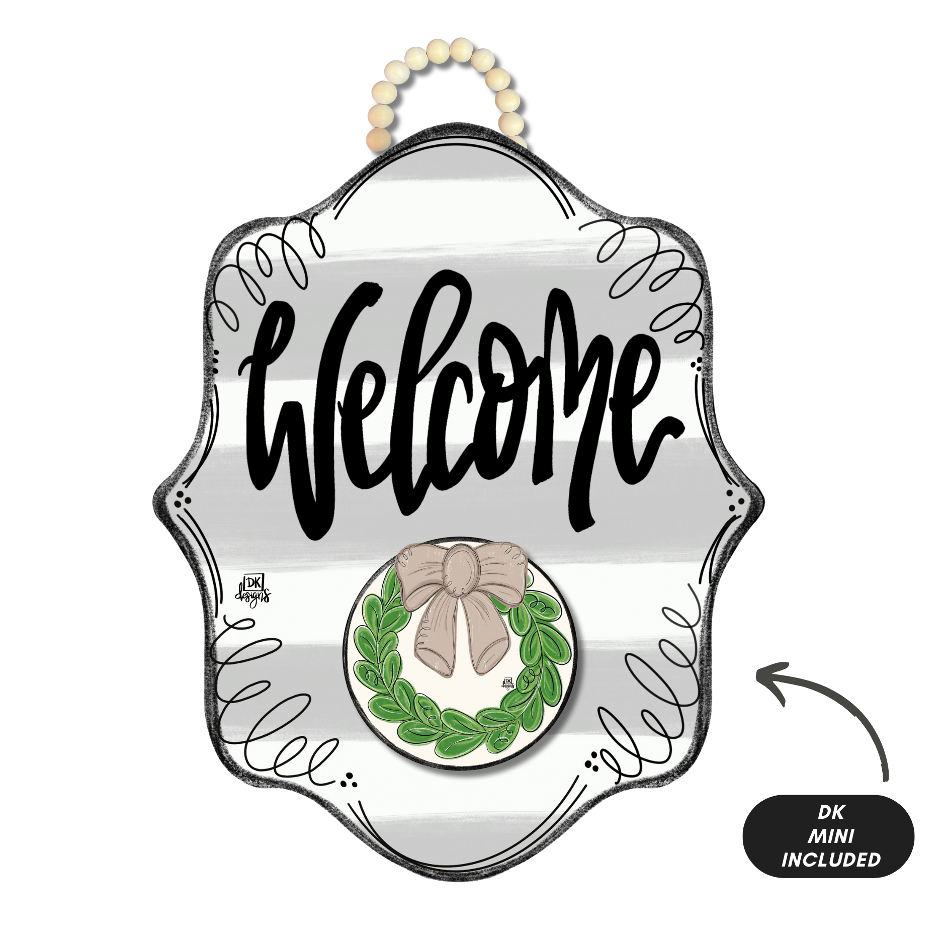 DK Design Stripe Bloom "Welcome" Hanger + Mini 1 DK Design Stripe Bloom "Welcome" Hanger + Mini