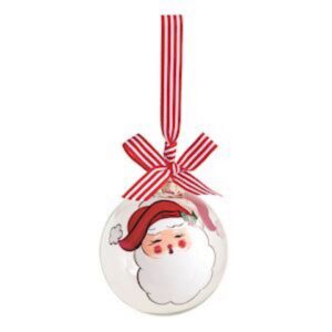Mud Pie Santa Xmas Glass Ornament