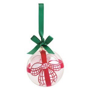 Mud Pie Bow Xmas Glass Ornament