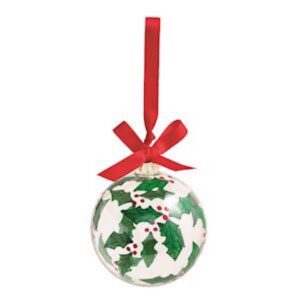 Mud Pie Holly Xmas Glass Ornament