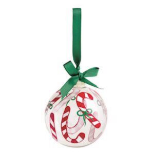 Mud Pie Candy Cane Xmas Glass Ornament
