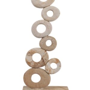 Elevarre Palimanan Stone Stacked Ring Sculpture Ornament for Home Room Decor - Decorative Accent for Office Shelf or Coffee Table Display - Figurine Styling for Living Room - 15 Ivory