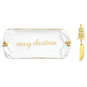 Mud Pie Gold Holly Butter Dish