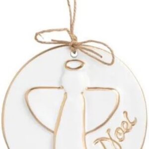 Mud Pie Angel Gold Disc Ornament, Christmas Ornament, Holiday Tree Decor, Christmas Tree Decoration