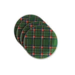 Mud Pie Green Acrylic Tartan Coasters