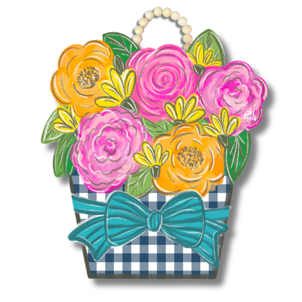 DK Design Gingham Flower Pot Door Hanger 1 DK Design Gingham Flower Pot Door Hanger