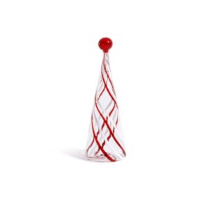 Zodax Glass Tree w/ Red & White Swirl Design, 11"