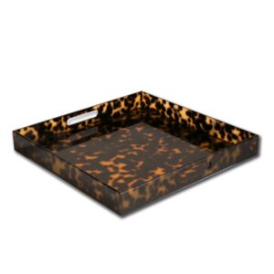 Beatriz Ball Vida Acrylic Tortoise Large Square Tray with Handles