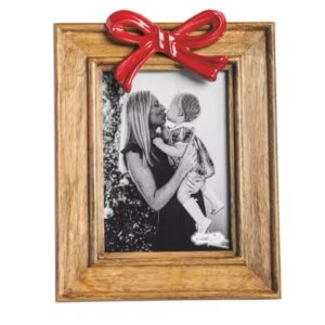 Mud Pie Lg Red Bow Wood Frame