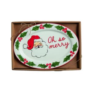 Mud Pie Oh So Merry Sentiment Plate, Decorative Plate, Holiday Serveware, Hostess Gift, Serving Dish, Seasonal Table Decor