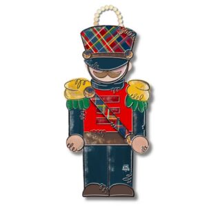 DK Designs Navy plaid Nutcracker door hanger