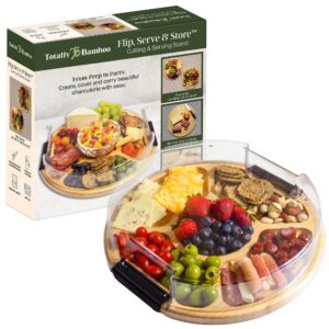 Totally Bamboo Flip, Serve & Store® Round Charcuterie Board w/ Locking Lid