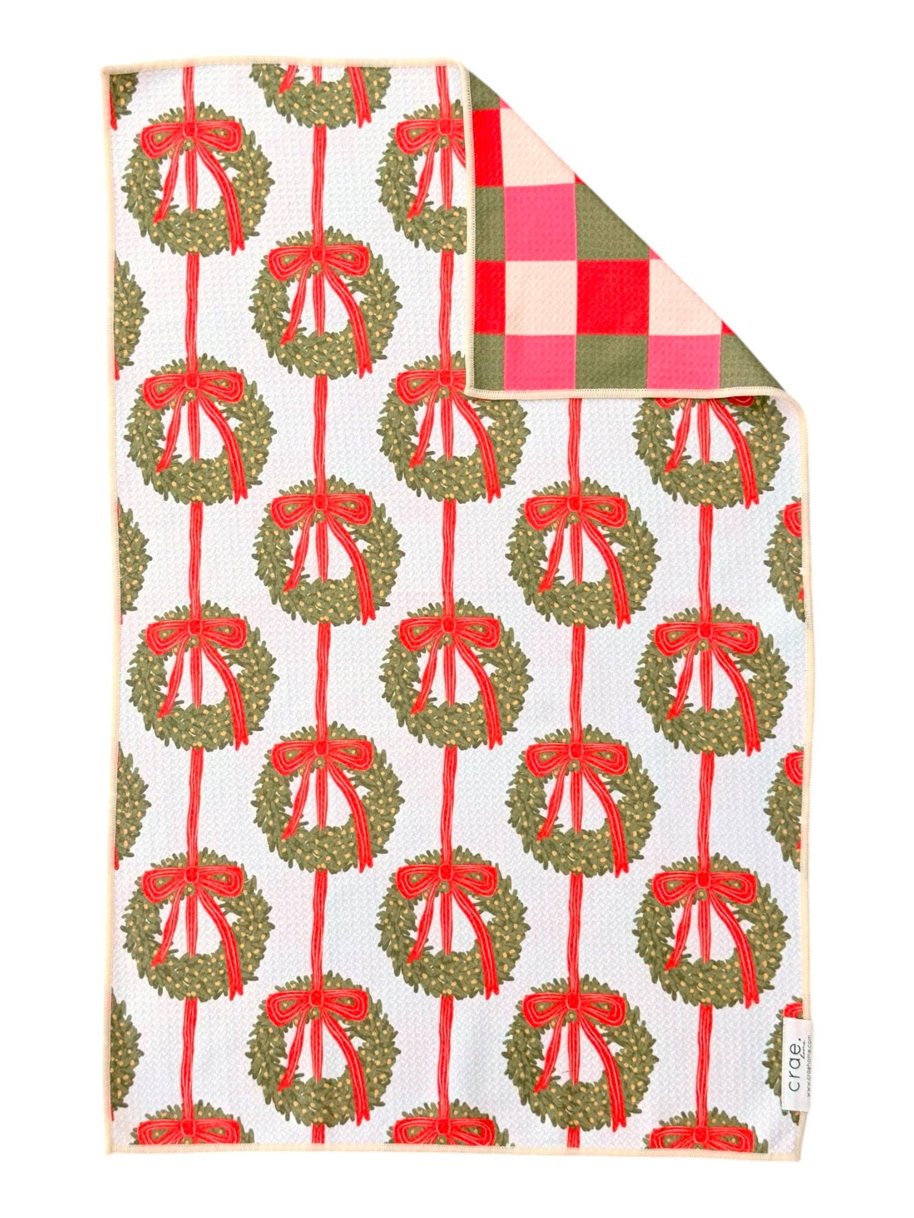 Crae Wrapped in Wreaths: Reversible Hand Towel 1 Crae Wrapped in Wreaths: Reversible Hand Towel