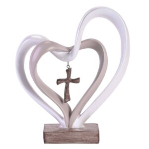 Tabletop Entwined 2Tone Heart Cross 7.75