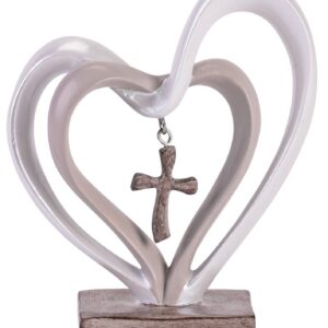 Tabletop Entwined 2Toned Heart Cross 4.5
