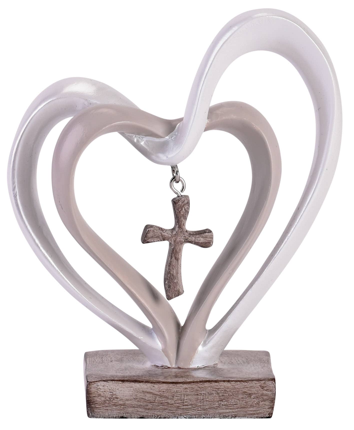Tabletop Entwined 2Toned Heart Cross 4.5 1 Tabletop Entwined 2Toned Heart Cross 4.5
