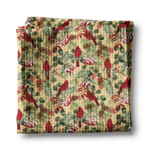 Canary Road Cardinal Christmas Bird Floral Kitchen Towel Waffle Holiday