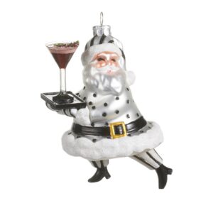RAZ Imports Espresso Service Santa Ornament, 4.25-Inch