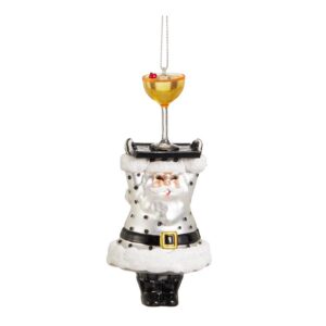 RAZ Champagne Service Santa Ornament, 3.5-Inch, Black