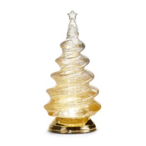 RAZ Lighted Gold Spiral Swirling Glitter Tree, 12-Inches Height, Gold, Plastic
