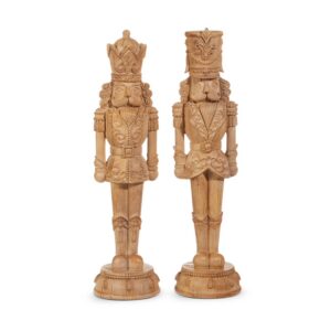 RAZ Natural Wood-Look Nutcracker Figurines, 20 Inch Decorative Christmas Statues, Traditional Holiday Decor