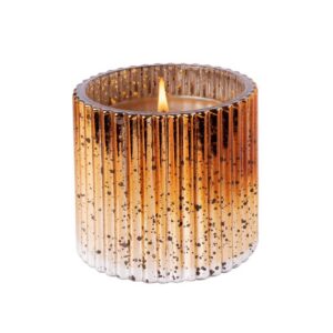 Aromatique Cinnamon Cider Plaid Ribbed Glass Candle – 9 oz Hand Poured Caramel Wax – Cinnamon