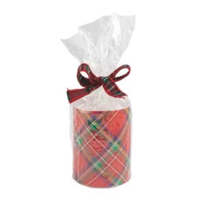 Mud Pie Tartan Flameless Pillar Candle
