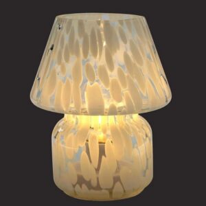 47th & Main Glass Battery Lamp, 5" x 6" Tall, Cloudstone