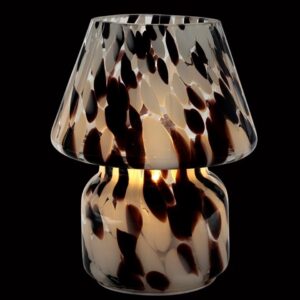 47th & Main Glass Battery Lamp, 5" x 6" Tall, Brown/White Obsidian